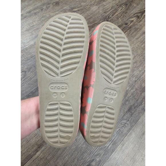 Crocs Platform Retro Resort Slide In Mushroom/multi Sandals Brown Pink Size 8 - Picture 9 of 10